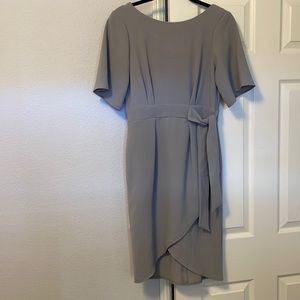 Closet London tie waist gathered midi dress in gray